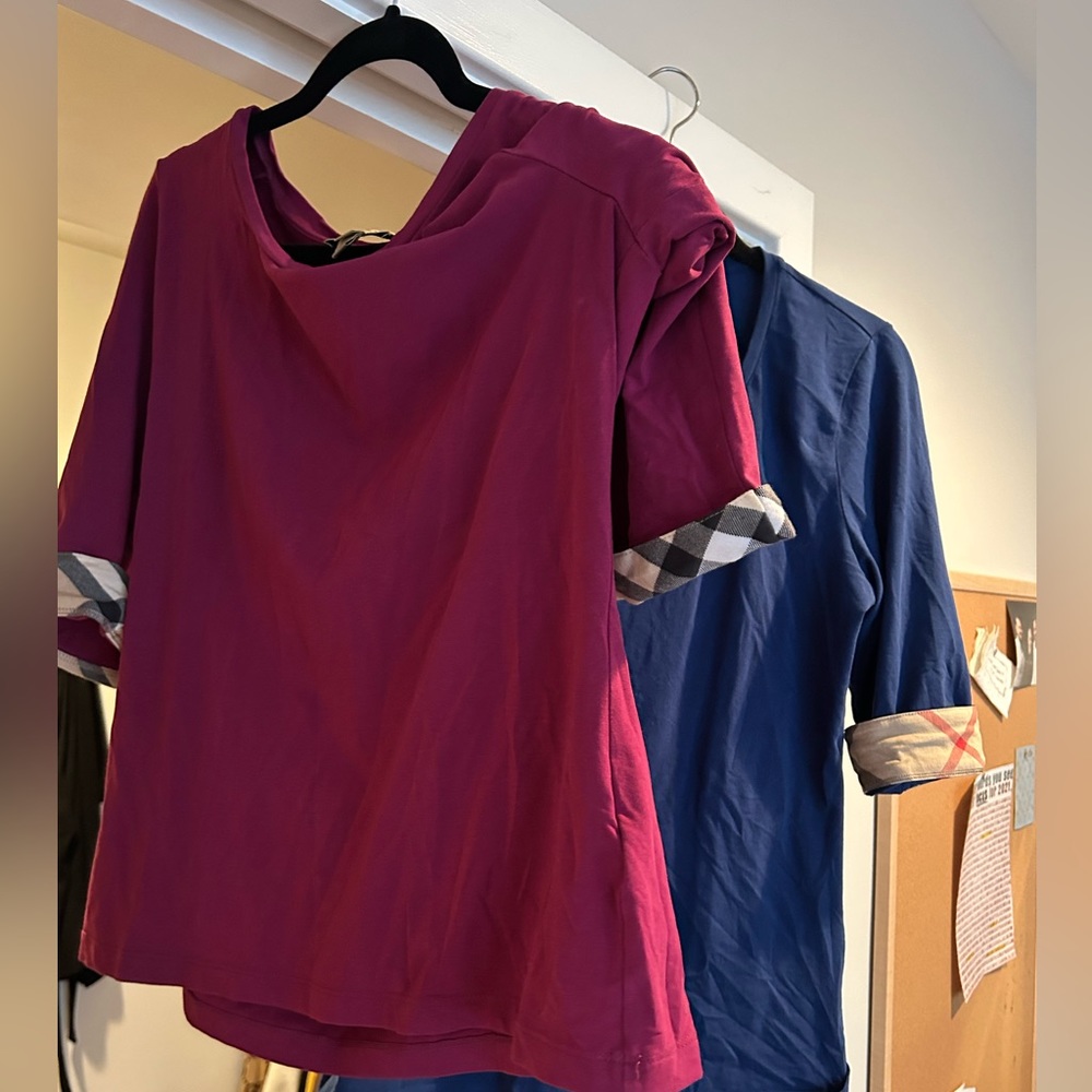 Burberry Tee Quarter Length Sleeves Purple 💜 sz L